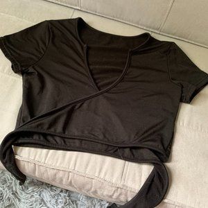 Black cross over tie top